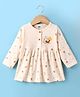Pink Rabbit Sinker Knit Full Sleeves Bee Printed Frock - Cream