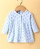 Pink Rabbit Sinker Knit Full Sleeves Floral Printed Frock - Light Blue