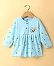 Pink Rabbit Sinker Knit Full Sleeves Honeybee Printed Frock - Light Blue