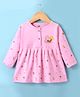 Pink Rabbit Sinker Knit Full Sleeves Honeybee Printed Frock - Pink