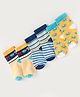 Doodle Poodle Cotton Knit Ankle Length Striped Socks Pack of 3 - Blue & Yellow