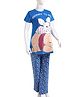 Bella Mama Disney Cotton Knit Half Sleeves Nursing Night Suit with Winnie the Pooh Graphics - Blue