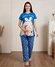 Bella Mama Disney Cotton Knit Half Sleeves Nursing Night Suit with Winnie the Pooh Graphics - Blue