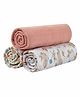 Abracadabra Cotton Muslin Swaddle for Newborns Bunny Garden Pack of 3 - Peach