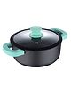 Bergner Elements Pre-Seasoned Cast Iron Casserole with Glass Lid, 20cm, Induction Friendly (Olive Green)