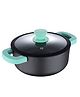 Bergner Elements Pre-Seasoned Cast Iron Casserole with Glass Lid, 24cm, Induction Compatible, Teal Blue