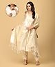 The Mom Store Silk Three Fourth Sleeves Solid Maternity Kurta With Nursing Access & Salwar With Foil Printed Dupatta Set - Multi Colour