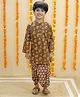 The Mom Store Cotton Full Sleeves Floral Printed Kurta & Dhoti Set - Rust Orange