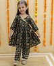 The Mom Store Cotton Three Fourth Sleeves Floral Printed & Lace Embellished Anarkali Kurta & Salwar Set - Green