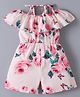 Kookie Kids Off Shoulder Sleeves Jumpsuit with Floral Print - Pink