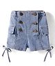 Kookie Kids Solid Cotton Shorts With Knot Applique & Cargo Pockets - Blue