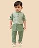 llittle desi Full Sleeves Coordinating Kurta & Pyjama With Ethnic Motif Embroidered Jacket Set - Sage Green