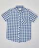 YOUMAA 100% Cotton Half Sleeves Checked Shirt - Blue