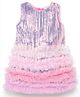 Bonfino Woven Sleeveless Squinned A Line Dress with Ruffle -Baby Pink