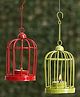 eCraftIndia Set of 2 Red and Green Iron Cage Shaped Tea Light Candle Holders With Hanging Chain