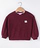 Little Kangaroos Terry Knit Full Drop Shoulder Sleeves Solid Color Sweater - Maroon