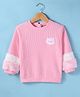 Little Kangaroos Fleece Knit Full  Sleeves T-Shirt With Fox Applique - Pink