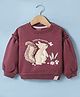Little Kangaroos Fleece Knit Full Sleeves Sweatshirt With Squirrel Print & Applique - Wine