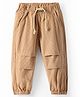 Little Kangaroos 100% Cotton Woven Full Length Solid Color Joggers - Brown