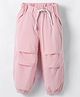 Little Kangaroos 100% Cotton Woven Full Length Solid Color Joggers - Baby Pink
