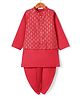 Babyoye Woven Full Sleeves Foil Printed Kurta Dhoti Set With Nehru Jacket - Red