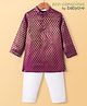 Babyoye Brocade Woven Full Sleeves Kurta Pyjama Set with Foil Floral Design - Purple