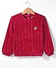Little Kangaroos Fleece Knitted Full Sleeves Sweater with Sequin Detailing - Maroon