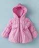 Little Kangaroos Knit Full Sleeves Hooded Quilted Jacket with Bow Applique - Pink