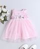 Many frocks & Sleeveless Lace & Foil Dots Embellished Butterfly Designed Party Wear Dress - Pink