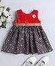 Many frocks & Sleeveless Abstract Foil Printed & Rose Applique Detailed Dress - Black & Red