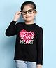 NUSYL Cotton Blend Full Sleeves Listen To Your Heart Text Printed Tee -  Black