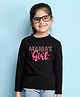 NUSYL Cotton Blend Full Sleeves Mamas Girl Text Printed Tee - Black