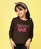 NUSYL Cotton Blend Full Sleeves Mamas Girl Text Printed Tee - Brown