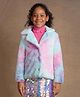 One Friday Full Sleeves Tie & Dye Designed Fur Overcoat - Multi Colour