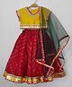 BYB Premium Cotton Kota bandhani printed skirt and silk top and dupatta set - Maroon
