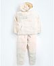 Cherry Crumble By Nitt Hyman Full Sleeves Sha La La La Lee Text Embroidered Hoodie & Joggers Set - Beige