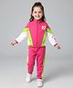 Babyhug Terry Knit Full Sleeves Sweatjacket & Lounge Pant Set With Cut & Sew Design - Dark Pink