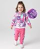 Babyhug Terry Knit Full Sleeves Sweatjacket & Lounge Pant Set With Text Print - Purple & Pink