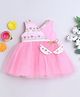 Many frocks & Sleeveless Floral Embroidered Lace & Sequins Embellished Net Dress - Pink