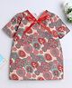 Many frocks & Cotton Woven Half Sleeves Floral Printed Nightwear Dress - Pink