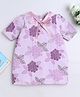 Many frocks & Cotton Woven Half Sleeves Floral Printed Nightwear Dress - Purple