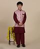 P-MARK Full Sleeves Solid Coordinating Kurta & Pyjama With Floral Printed Jacket - Maroon