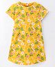 Nite Flite Cotton Knit Half Sleeves Floral Printed Night Dress - Yellow