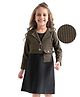 Hola Bonita Knit Solid Colour Frock With Full Sleeves Textured Jacket - Black