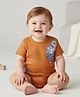 My Milestones 100% Cotton Half Sleeves Tiger Printed Onesie - Orange