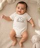 My Milestones 100% Cotton Half Sleeves Elephant Embroidered Onesie - Cream