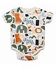 My Milestones 100% Cotton Half Sleeves Animals Printed Onesie - Cream