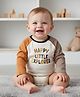 My Milestones 100% Cotton Full Sleeves Happy Little Explorer Text Printed & Colour Blocked Onesie - Multi Colour