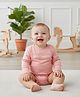 My Milestones 100% Cotton Full Sleeves Grow Happiness Text Embroidered Onesie - Peach