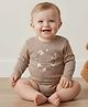 My Milestones 100% Cotton Full Sleeves Floral & You Are The most Beautiful Flower Text Printed Onesie - Tan